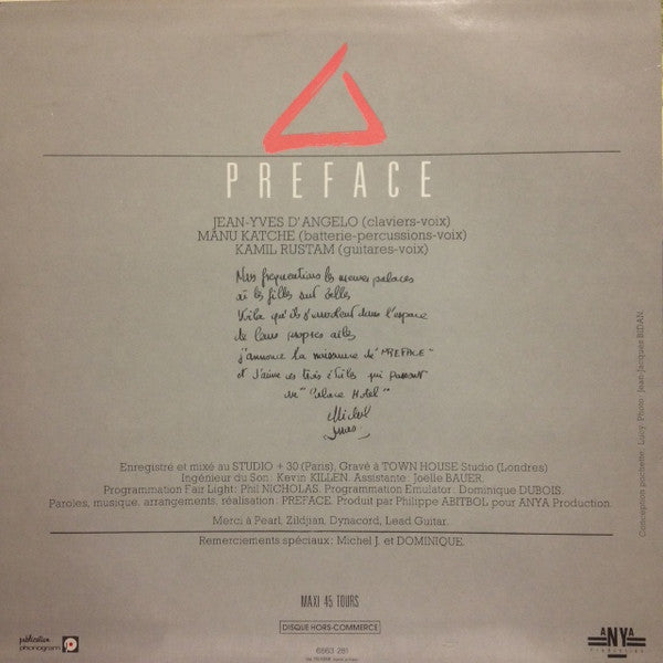 Preface : Palace Hôtel (12", Maxi, Promo)