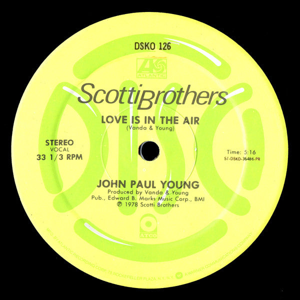John Paul Young : Love Is In The Air (12", Promo)