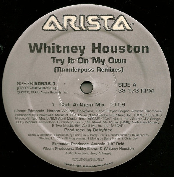 Whitney Houston : Try It On My Own (Thunderpuss Remixes) (2x12")