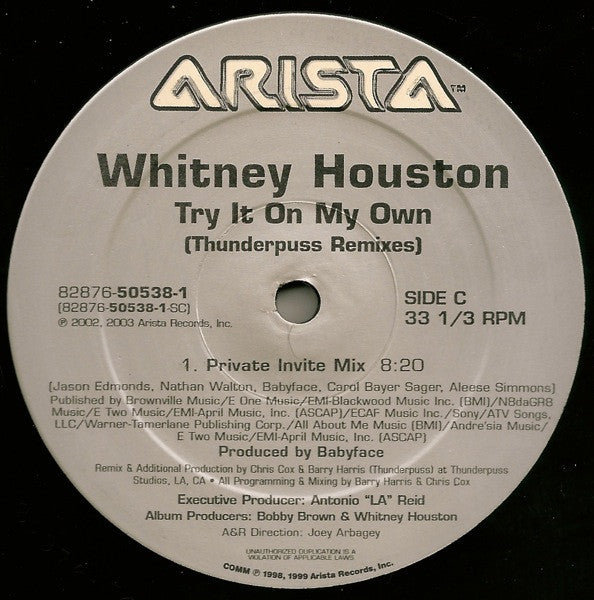 Whitney Houston : Try It On My Own (Thunderpuss Remixes) (2x12")