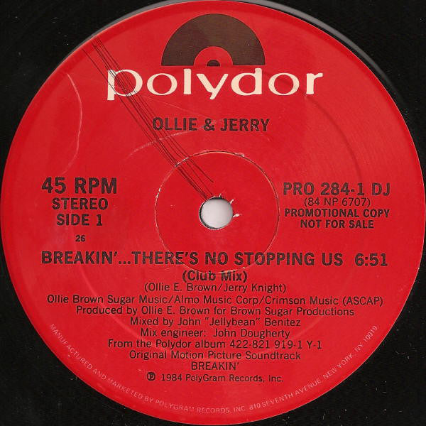 Ollie & Jerry* : Breakin'... There's No Stopping Us (12", Promo)