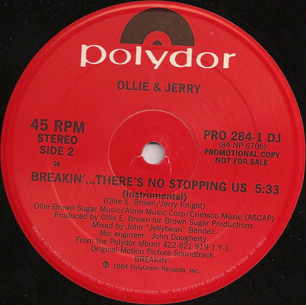 Ollie & Jerry* : Breakin'... There's No Stopping Us (12", Promo)
