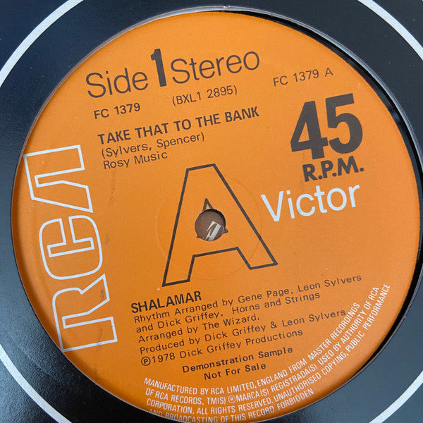 Shalamar : Take That To The Bank (12", Single, Promo)