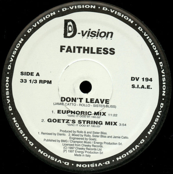 Faithless : Don't Leave (12")