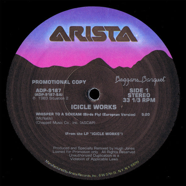 The Icicle Works : Whisper To A Scream (Birds Fly) (12", Single, Promo)