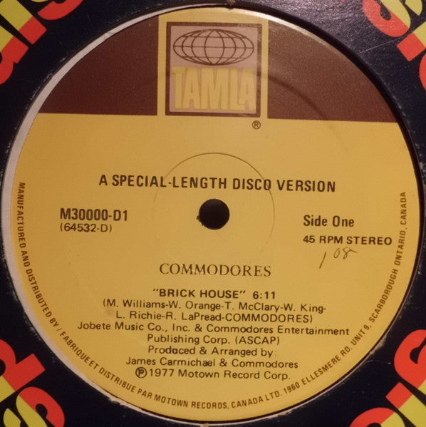 Commodores : Brick House (12", Single)