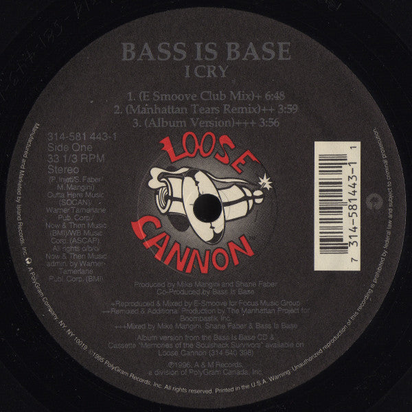 Bass Is Base : I Cry (12", Single)