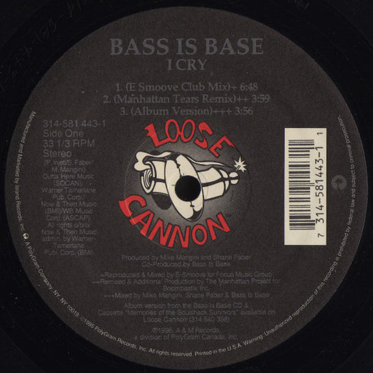 Bass Is Base : I Cry (12", Single)