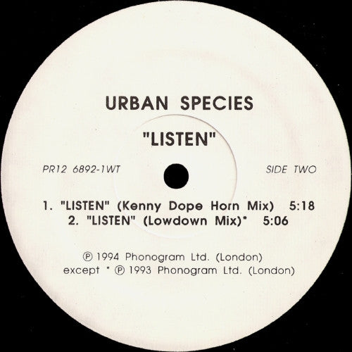 Urban Species : Listen (12", Promo)