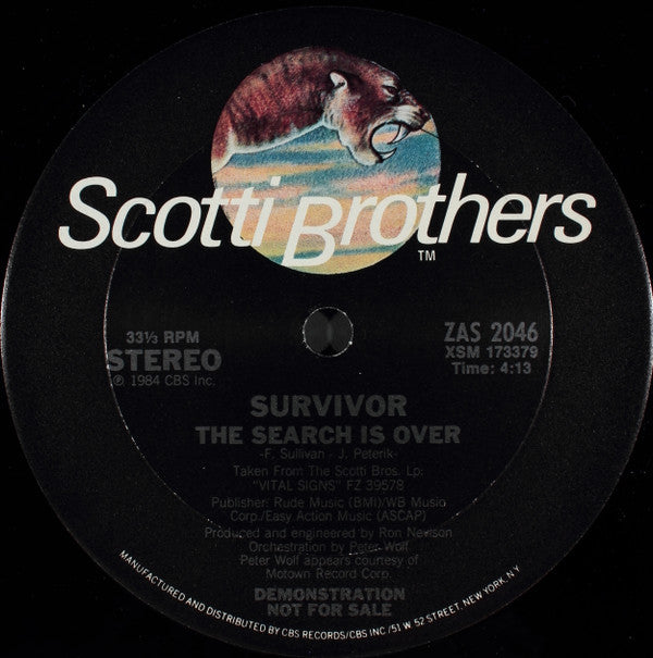 Survivor : The Search Is Over (12", Single, Promo)