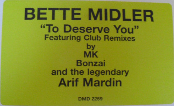 Bette Midler : To Deserve You (12", Promo)