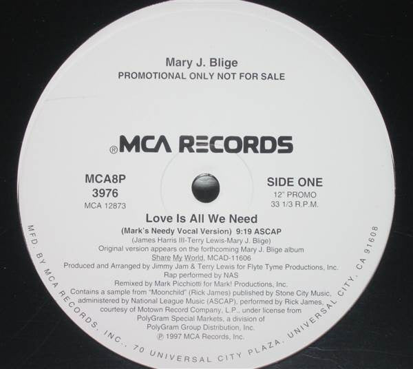 Mary J. Blige : Love Is All We Need (12", Promo)