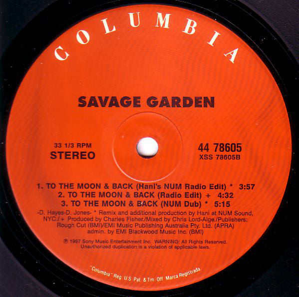 Savage Garden : To The Moon And Back (12")