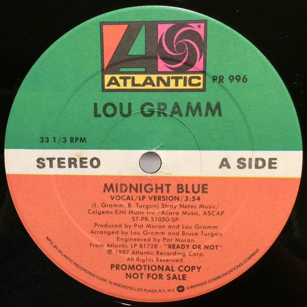Lou Gramm : Midnight Blue (12", Promo)