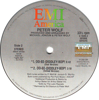 Peter Wolf : Oo-Ee-Diddley-Bop! (12")