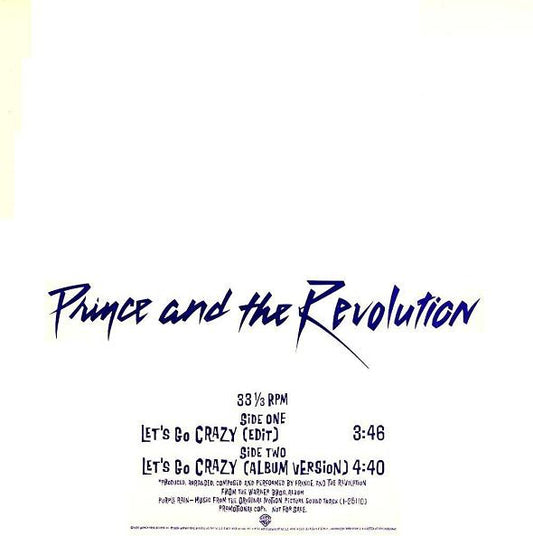 Prince And The Revolution : Let's Go Crazy (12", Single, Promo)