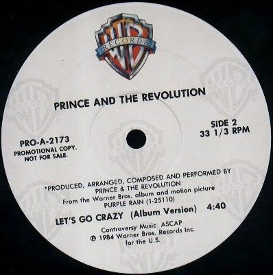 Prince And The Revolution : Let's Go Crazy (12", Single, Promo)