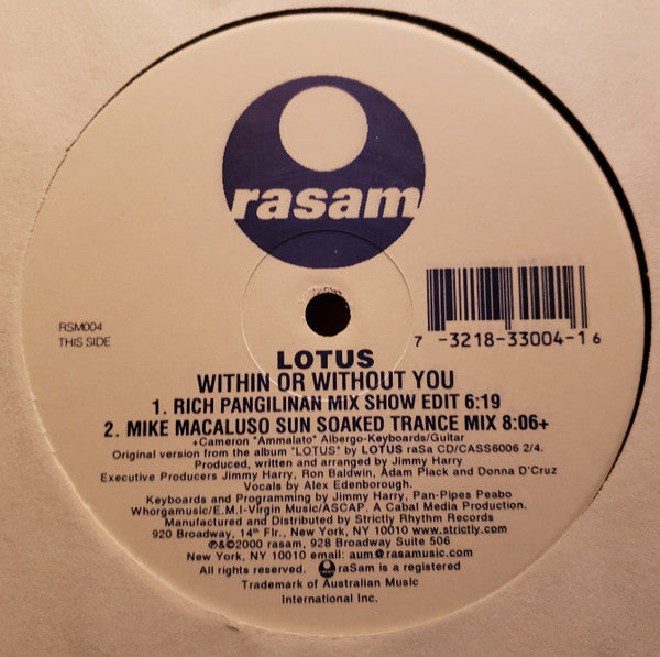 Lotus : Within Or Without You (Mike Macaluso Mixes) (12")