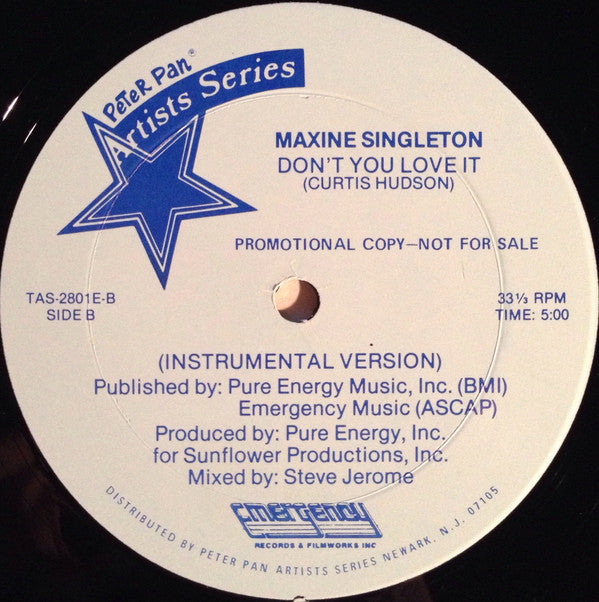 Maxine Singleton : Don't You Love It (12", Promo)