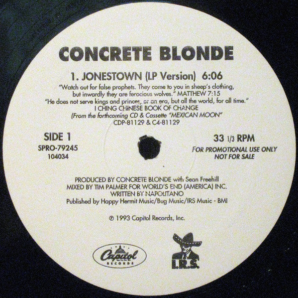 Concrete Blonde : Jonestown (10", Promo)
