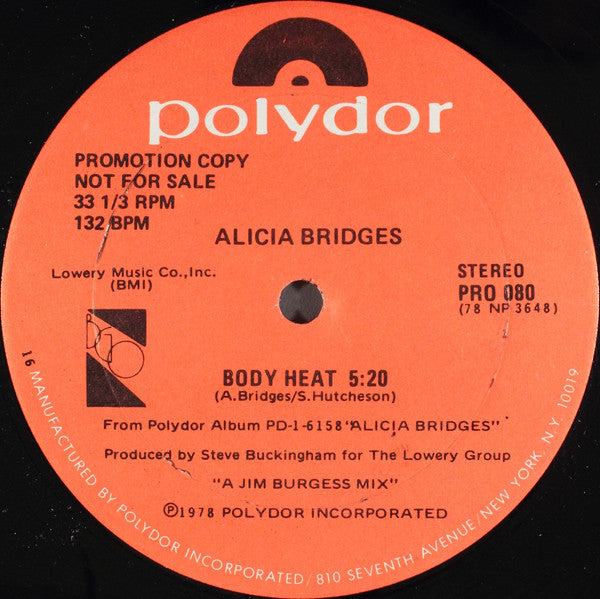 Alicia Bridges : Body Heat (12", Promo)