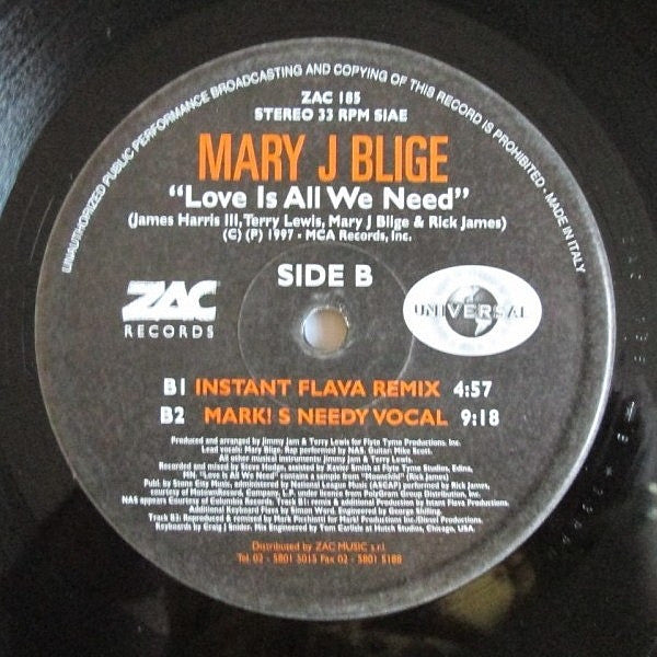 Mary J. Blige : Love Is All We Need (12")