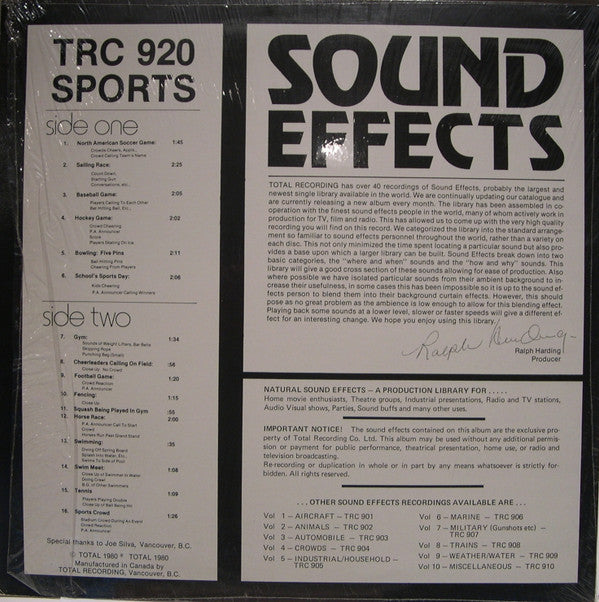 No Artist : Sound Effects - Sports (LP)