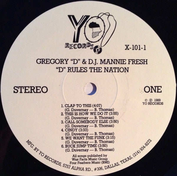 Gregory "D"* And D.J. Mannie Fresh* : "D" Rules The Nation (LP, Album, Gat)