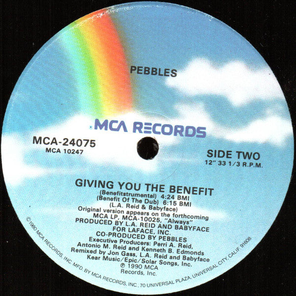 Pebbles : Giving You The Benefit (12", Single, Glo)