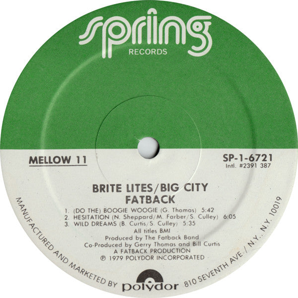 Fatback* : Brite Lites, Big City (LP, Album, Spe)