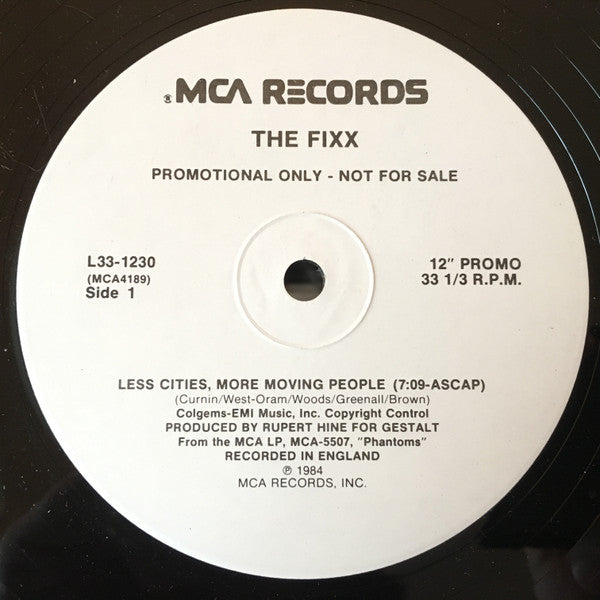 The Fixx : Less Cities, More Moving People (12", Promo, Pin)