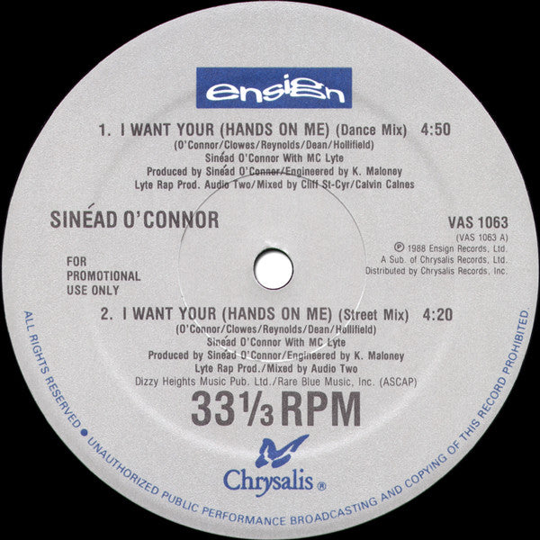 Sinéad O'Connor With M.C.Lyte* : I Want Your (Hands On Me) (12", Promo)