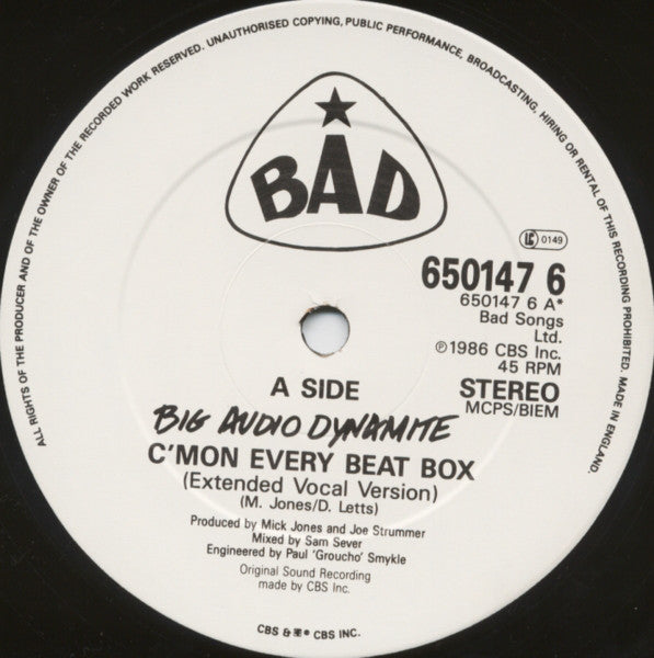Big Audio Dynamite : C'mon Every Beatbox (12", Single)