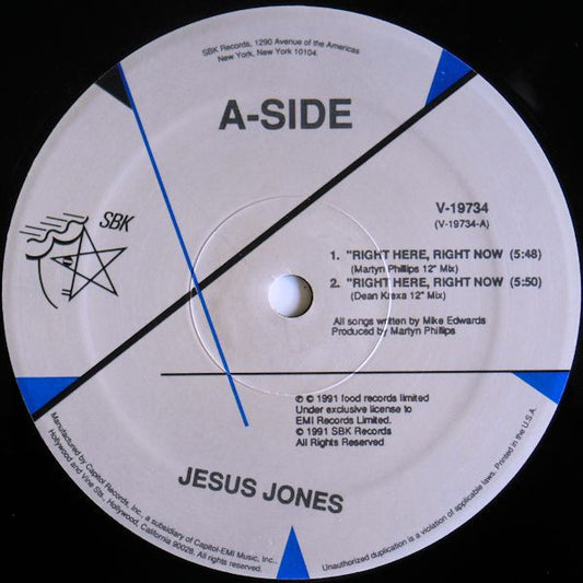 Jesus Jones : Right Here, Right Now / International Bright Young Thing (12")