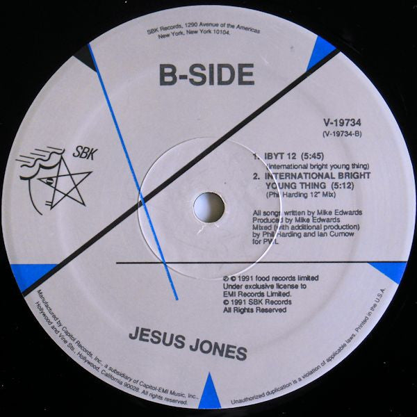 Jesus Jones : Right Here, Right Now / International Bright Young Thing (12")