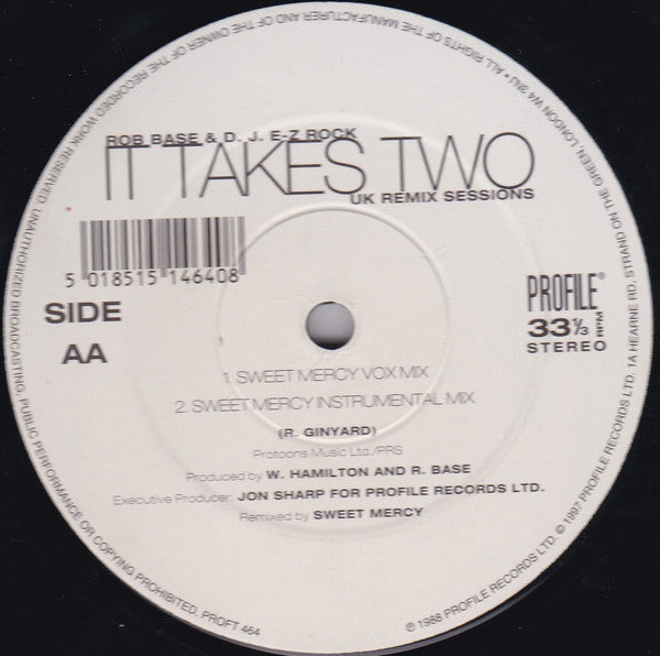 Rob Base & D.J. E-Z Rock* : It Takes Two (UK Remix Sessions) (12")