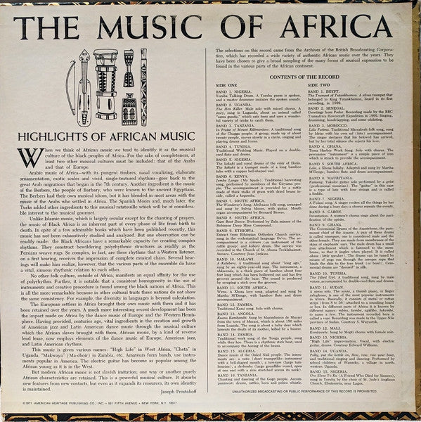 Various : The Music Of Africa (LP, Comp, Mono)