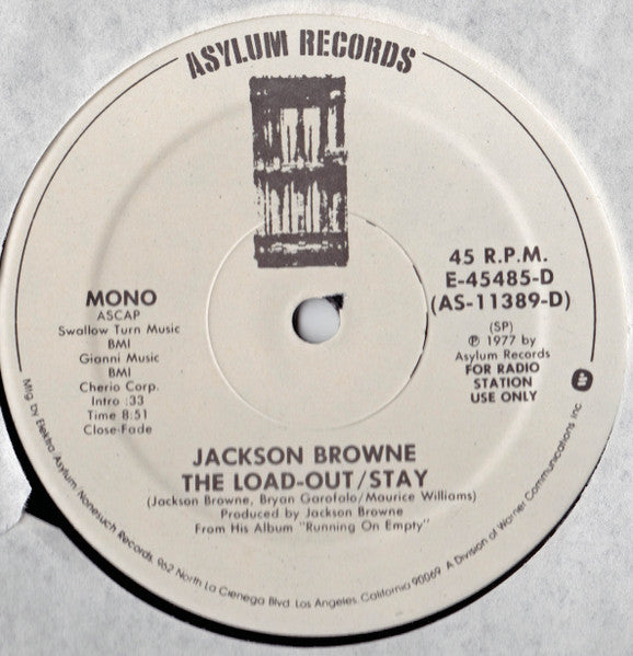 Jackson Browne : Stay (12", Mono, Promo)
