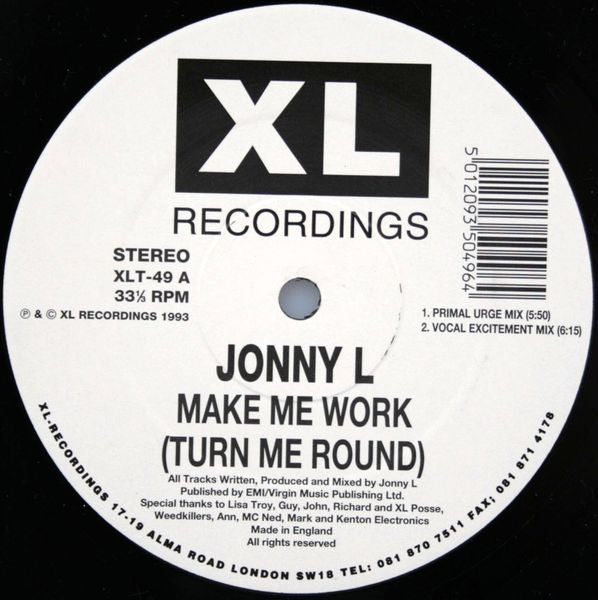 Jonny L : Make Me Work (Turn Me Around) (12", Single)