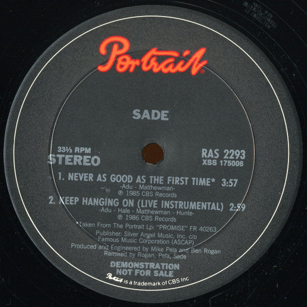 Sade : Never As Good As The First Time (12", Promo)