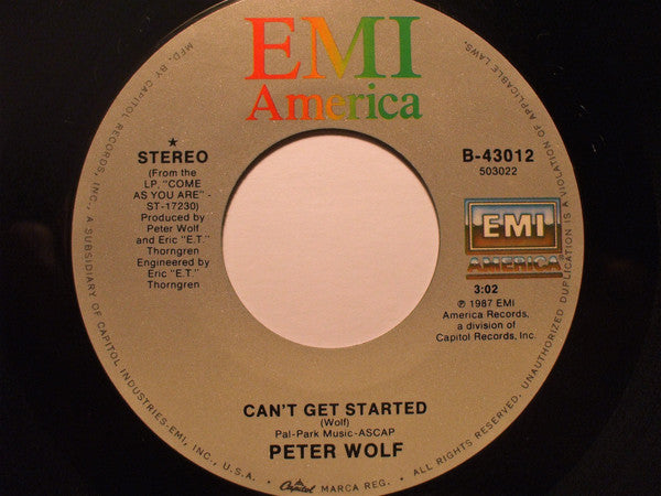 Peter Wolf : Can't Get Started (7", Single)