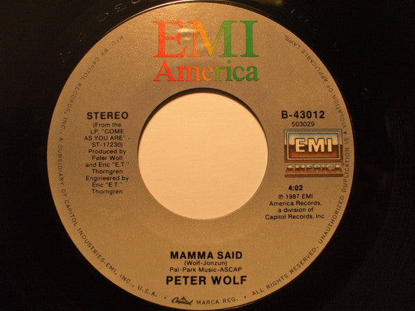 Peter Wolf : Can't Get Started (7", Single)