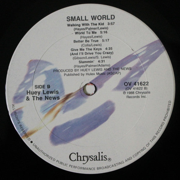 Huey Lewis & The News : Small World (LP, Album, Car)