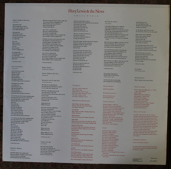 Huey Lewis & The News : Small World (LP, Album, Car)