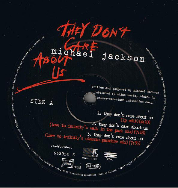 Michael Jackson : They Don't Care About Us (12")