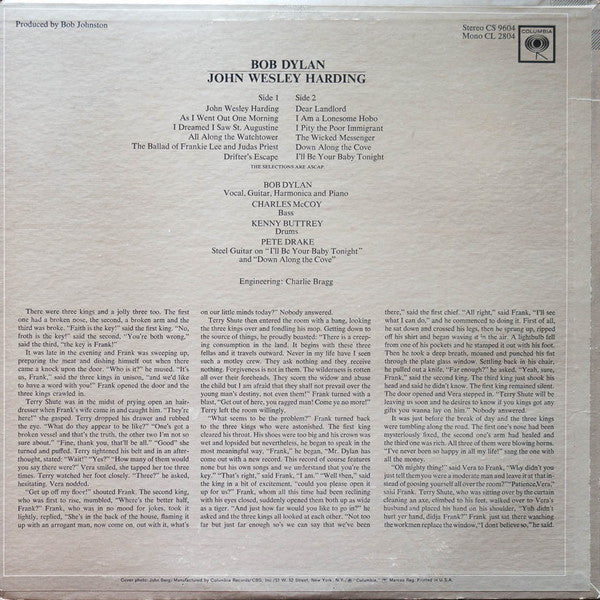 Bob Dylan : John Wesley Harding (LP, Album)