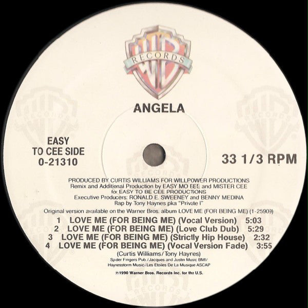 Angela (9) : Love Me (For Being Me) (12")