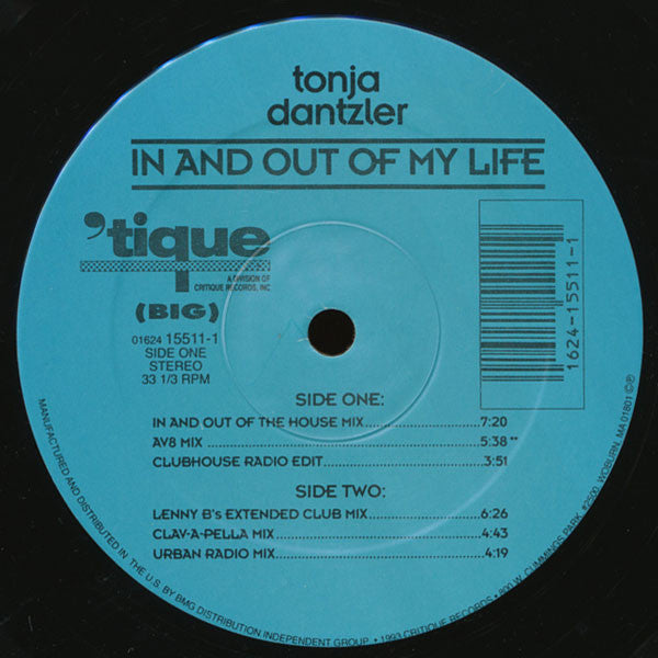 Tonja Dantzler : In And Out Of My Life (12")