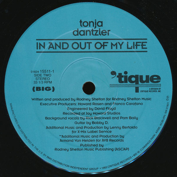 Tonja Dantzler : In And Out Of My Life (12")