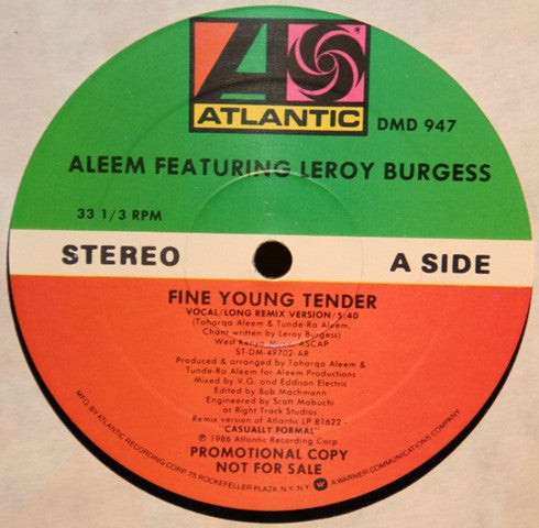 Aleem Featuring Leroy Burgess : Fine Young Tender (12", Promo)